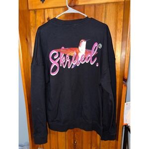 SKRUED Graphic Crew Neck‎ Sweatshirt 2XL Mens Black Hummingbird Pullover